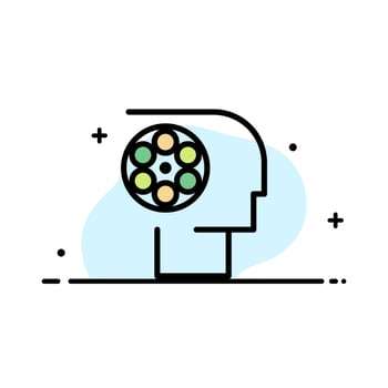 Crew Film Job Movie Personnel  Business Flat Line Filled Icon Vector Banner Template