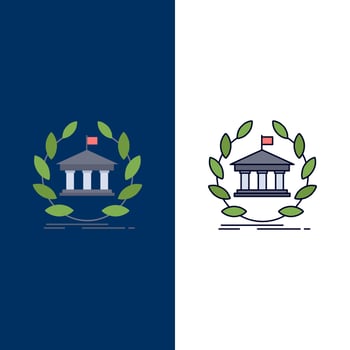 bank banking online university building education Flat Color Icon Vector