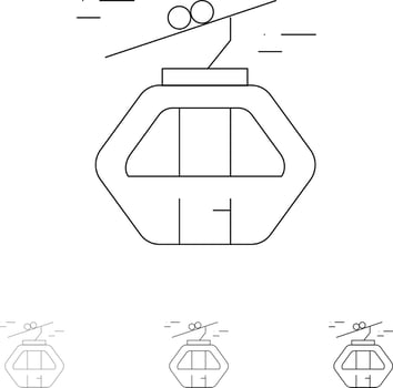 Alpine Arctic Canada Gondola Scandinavia Bold and thin black line icon set vector