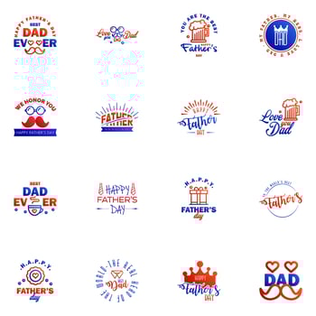 happy fathers day 16 Blue and red text design Vector calligraphy Typography poster Usable as background Editable Vector Design Elements