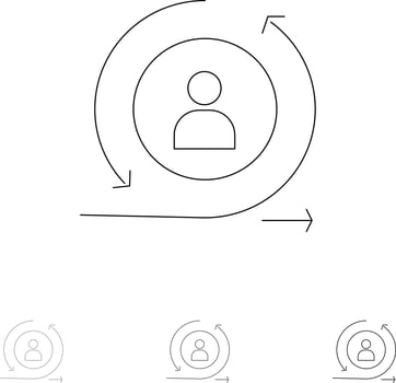 Returning Visitor Returning Visitor Digital Bold and thin black line icon set vector