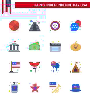 Group of 16 Flats Set for Independence day of United States of America such as bank star american usa badge Editable USA Day Vector Design Elements
