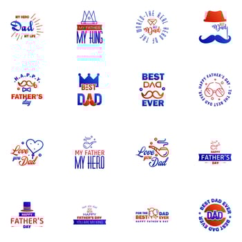 Happy fathers day 16 Blue and red Lettering happy fathers day Editable Vector Design Elements
