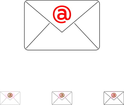 Email Inbox Mail Bold and thin black line icon set vector