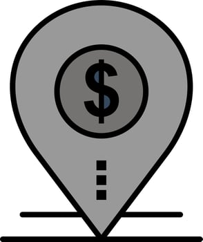 Dollar Pin Map Location Bank Business  Flat Color Icon Vector icon banner Template