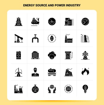 Solid 25 Energy Source And Power Industry Icon set Vector Glyph Style Design Black Icons Set Web and Mobile Business ideas design Vector Illustration