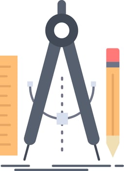 Build design geometry math tool Flat Color Icon Vector