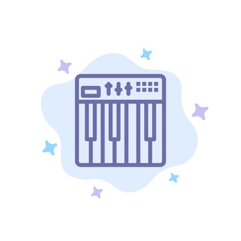 Controller Hardware Keyboard Midi Music Blue Icon on Abstract Cloud Background vector