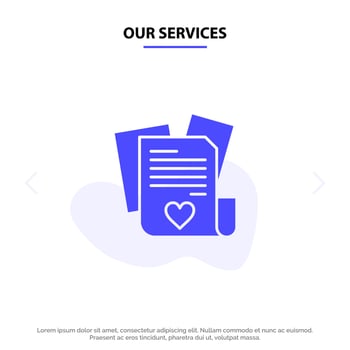 Our Services File Love Heart Wedding Solid Glyph Icon Web card Template vector