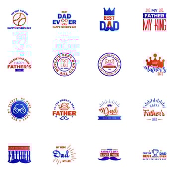 Happy fathers day 16 Blue and red Typography Fathers day background design Fathers day greeting card Editable Vector Design Elements