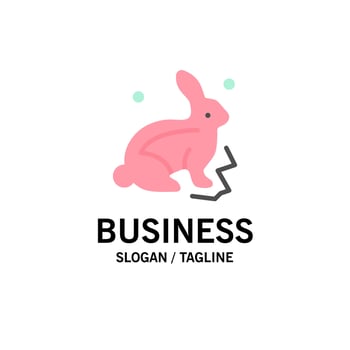 Bunny Rabbit Easter Nature Business Logo Template Flat Color vector