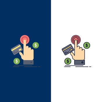 ppc Click pay payment web Flat Color Icon Vector