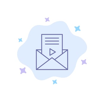 Mail Message Sms Video Player Blue Icon on Abstract Cloud Background vector