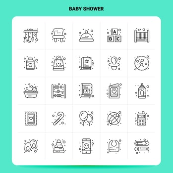 OutLine 25 Baby Shower Icon set Vector Line Style Design Black Icons Set Linear pictogram pack Web and Mobile Business ideas design Vector Illustration