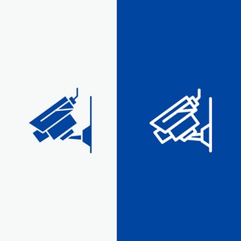 Camera Cctv Security Surveillance Line and Glyph Solid icon Blue banner Line and Glyph Solid icon Blue banner vector