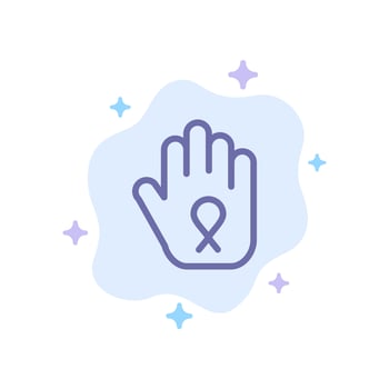 Stop Hand Ribbon Awareness Blue Icon on Abstract Cloud Background vector