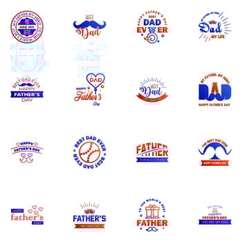 happy fathers day 16 Blue and red text design Vector calligraphy Typography poster Usable as background Editable Vector Design Elements