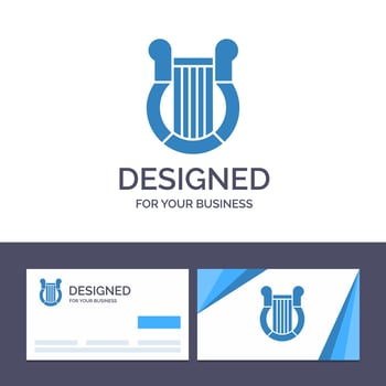 Creative Business Card and Logo template Culture Greece Harp History Nation Vector Illustration