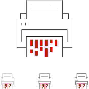 Confidential Data Delete Document File Information Shredder Bold and thin black line icon set vector