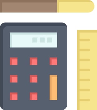 Pen Calculator Scale Education  Flat Color Icon Vector icon banner Template