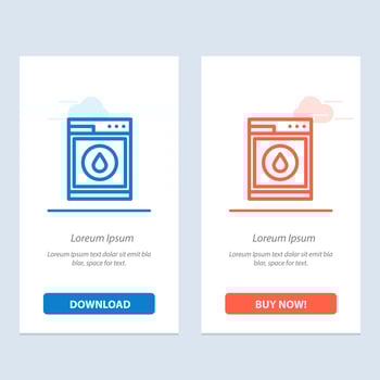 Laundry Machine Washing Robot  Blue and Red Download and Buy Now web Widget Card Template vector
