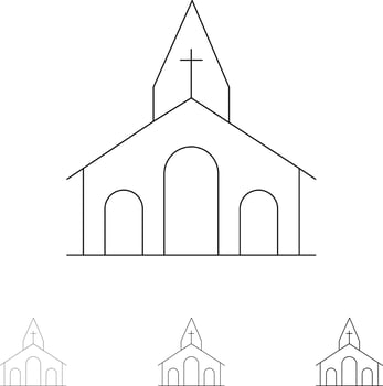Church Celebration Christian Cross Easter Bold and thin black line icon set vector