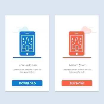 Game Playing Mobile Smartphone  Blue and Red Download and Buy Now web Widget Card Template vector