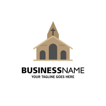 Building Christmas Church Spring Business Logo Template Flat Color vector