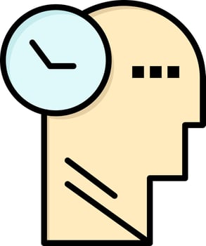 Time Mind Thoughts Head  Flat Color Icon Vector icon banner Template
