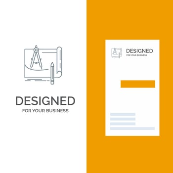 Blueprint Architecture Blueprint Construction Paper Plan Grey Logo Design and Business Card Template vector