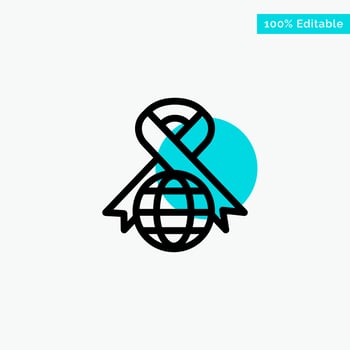 Care Ribbon Globe World turquoise highlight circle point Vector icon