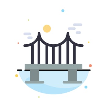 Across Bridge Metal River Road Abstract Flat Color Icon Template vector