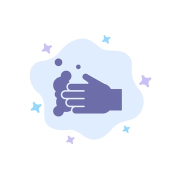 Cleaning Hand Soap Wash Blue Icon on Abstract Cloud Background vector