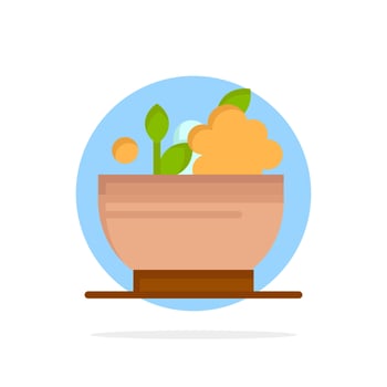 Herbal Medicine Natural Bowl Abstract Circle Background Flat color Icon vector