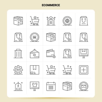 OutLine 25 ECommerce Icon set Vector Line Style Design Black Icons Set Linear pictogram pack Web and Mobile Business ideas design Vector Illustration