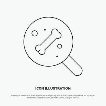 Search Bone Science Line Icon Vector