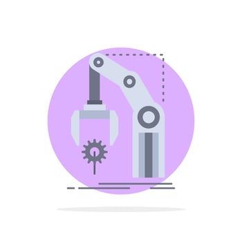 Automation factory hand mechanism package Flat Color Icon Vector