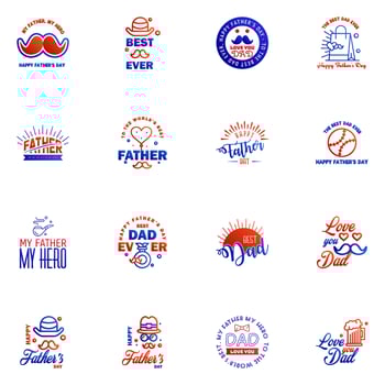 Happy Fathers Day Appreciation Vector Text Banner 16 Blue and red Background for Posters Flyers Marketing Greeting Cards Editable Vector Design Elements