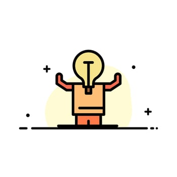 Business Improvement Man Person Potential  Business Flat Line Filled Icon Vector Banner Template
