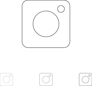 Camera Instagram Photo Social Bold and thin black line icon set vector