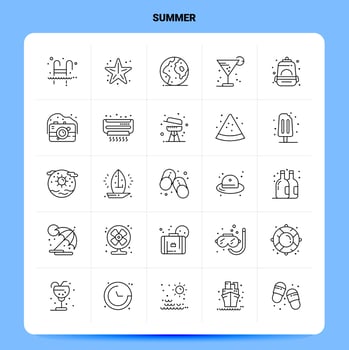 OutLine 25 Summer Icon set Vector Line Style Design Black Icons Set Linear pictogram pack Web and Mobile Business ideas design Vector Illustration