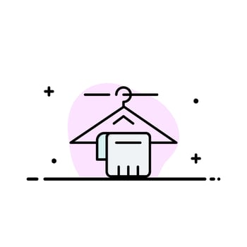 Hanger Towel Service Hotel  Business Flat Line Filled Icon Vector Banner Template