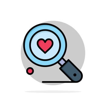 Search Love Heart Wedding Abstract Circle Background Flat color Icon vector