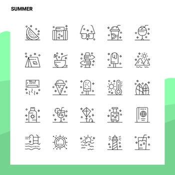 Set of Summer Line Icon set 25 Icons Vector Minimalism Style Design Black Icons Set Linear pictogram pack
