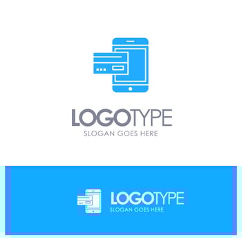 Payment Bank Banking Card Credit Mobile Money Smartphone Blue Solid Logo with place for tagline vector