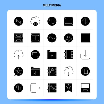 Solid 25 Multimedia Icon set Vector Glyph Style Design Black Icons Set Web and Mobile Business ideas design Vector Illustration