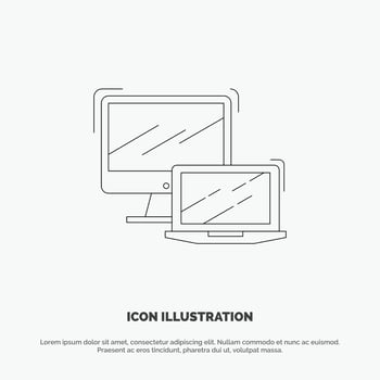 Computer Business Laptop MacBook Technology Line Icon Vector
