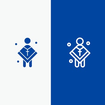 Christian Church Male Man Preacher Line and Glyph Solid icon Blue banner Line and Glyph Solid icon Blue banner vector