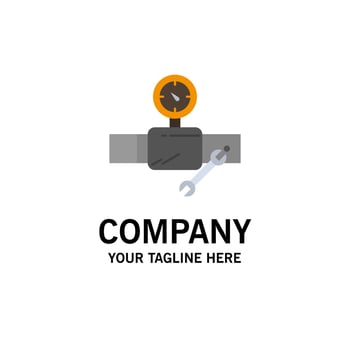 Pipe Building Construction Repair Gage Business Logo Template Flat Color vector