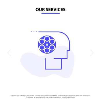 Our Services Crew Film Job Movie Personnel Solid Glyph Icon Web card Template vector